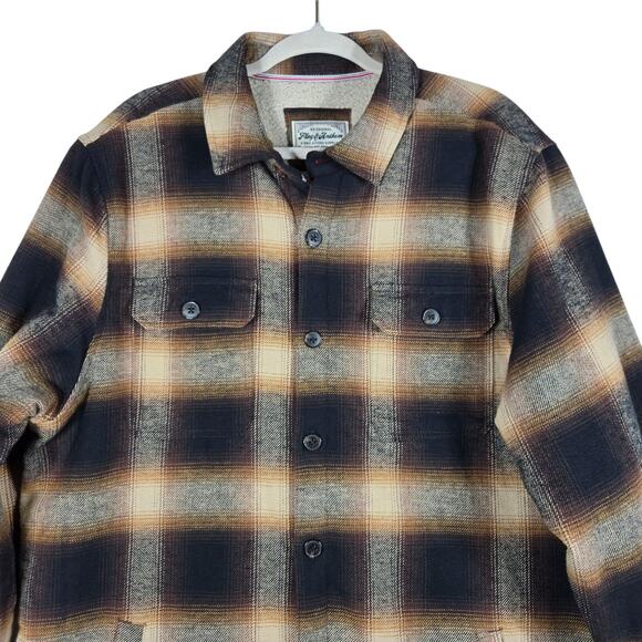 Flag & Anthem Sherpa Lined Flannel Jacket Men’s XL Brown Plaid Shacket - Picture 2 of 12